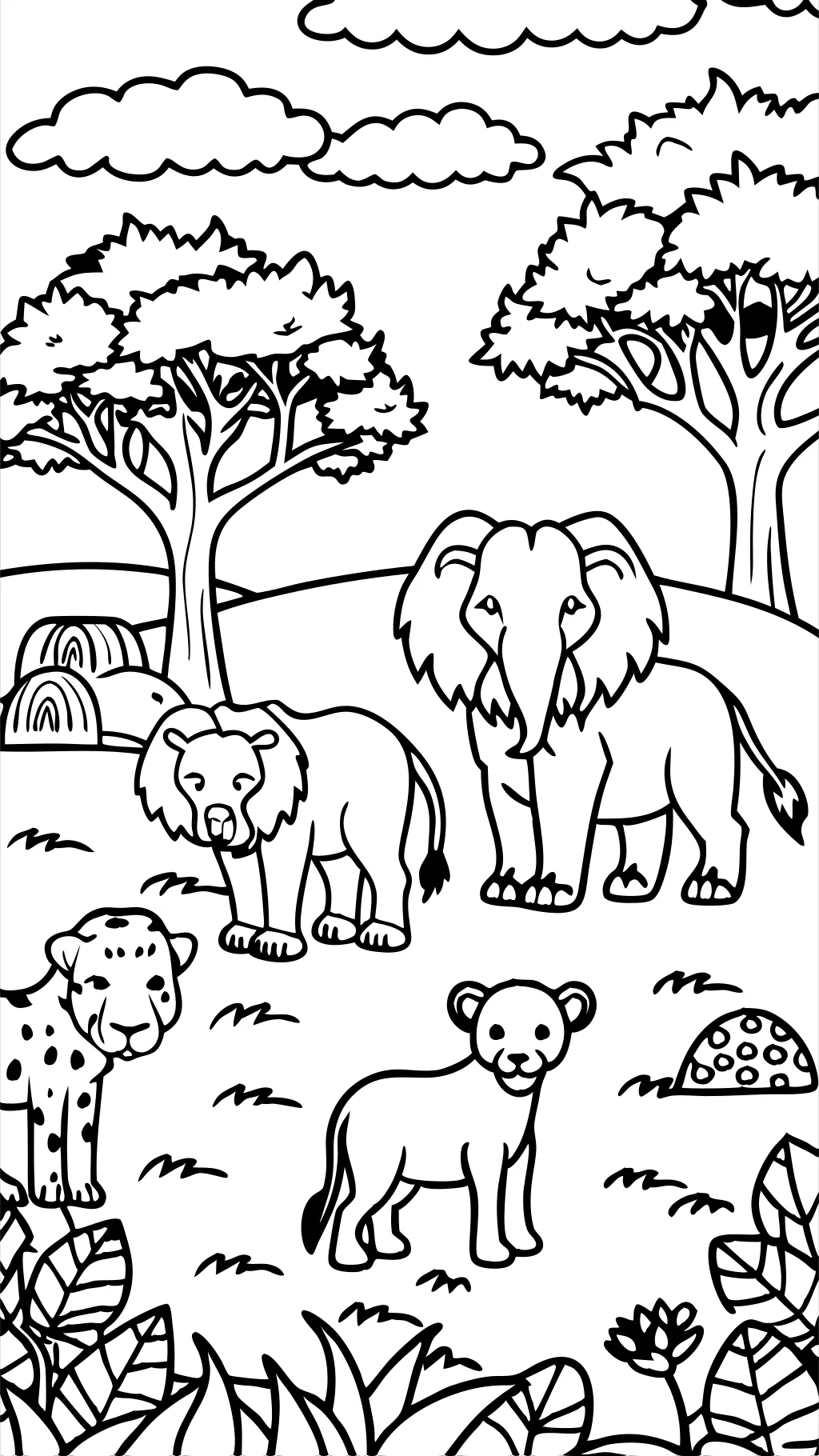 pages à colorier des animaux de prairie animaux dans le dessin de la savane